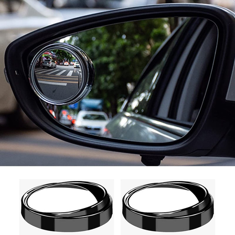 ESreake 2PCS small Blind Spot Mirror,2"" Round HD Glass Convex Rear View Mirror,Strong Adhesive Mirror for Car, Van, SUV and Trucks (2""(50mm), Black frame) - Image 1